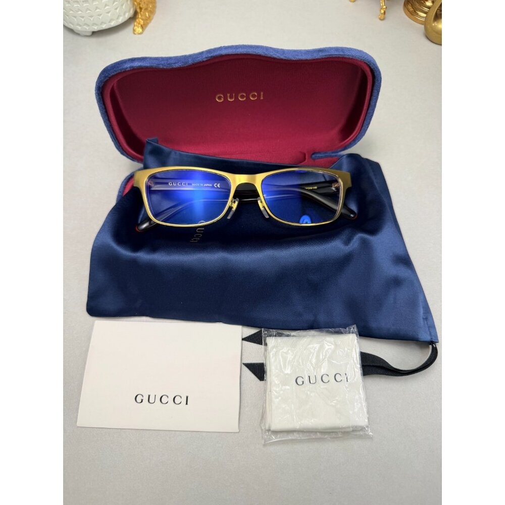 Gucci Titanium Eyeglasses GG0274OJ 002 Gold Frame Made In Japan 55-18-145